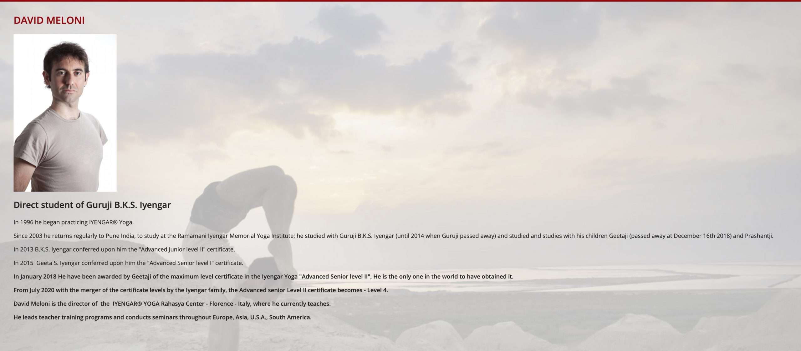 Gastlehrer David Meloni Online Workshop Jivana Raum Fur Iyengar Yoga Peine